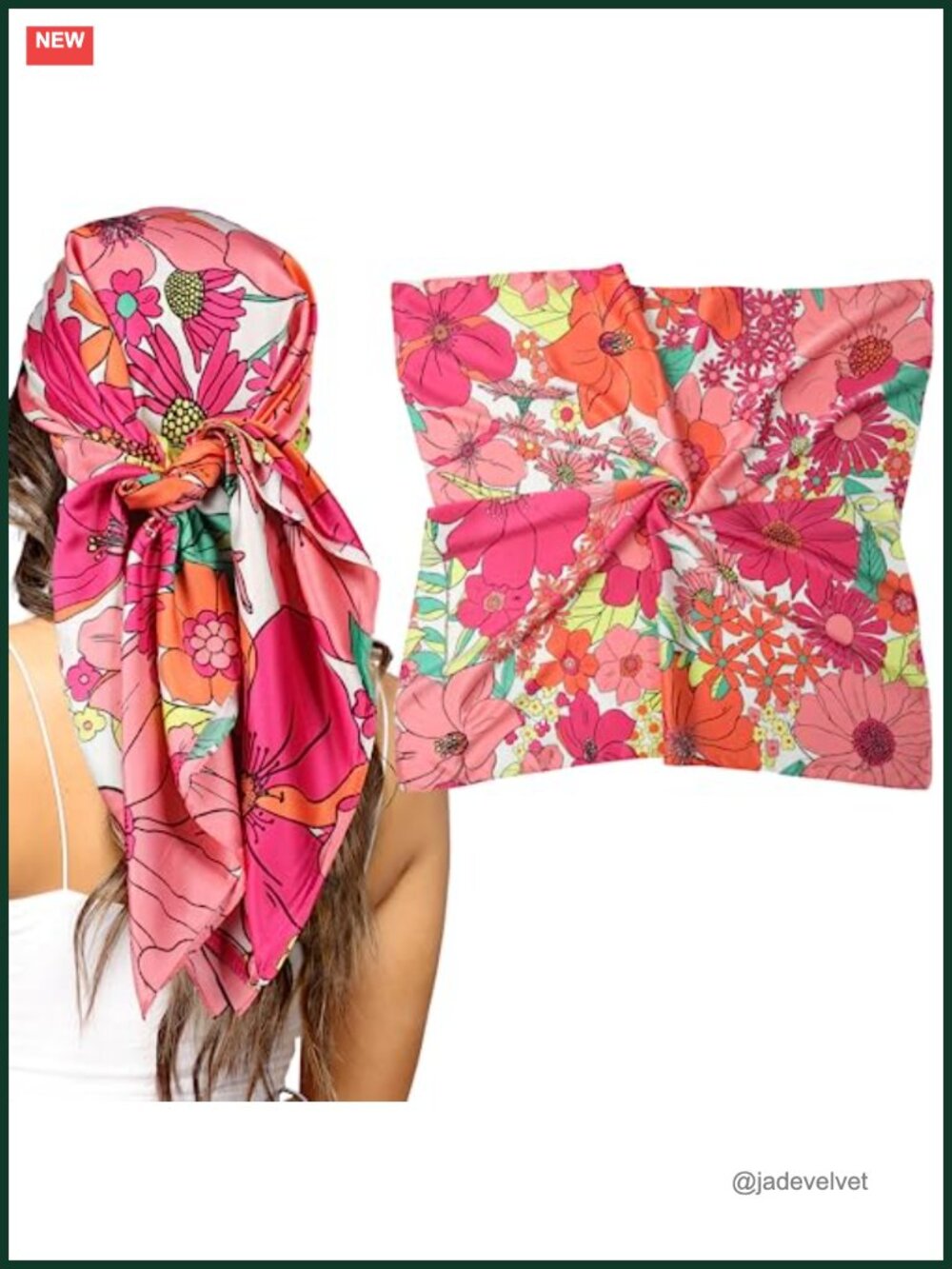 Large 35x35 Satin Head Scarf Hair Wrap Bandana Silk-Feeling Shawl